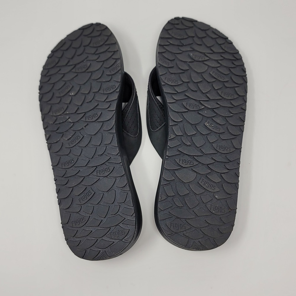 FloJos Flip Flops Sandals Black Artisan Memory Foam Mens Size 12 Slip on Comfort - Picture 5 of 6